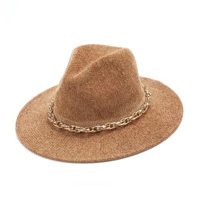 China Soft Hats Women's Fedora Brim Jazz Tweed Hat Autumn And Winter Fashion Flat Casual Panama Hat for sale