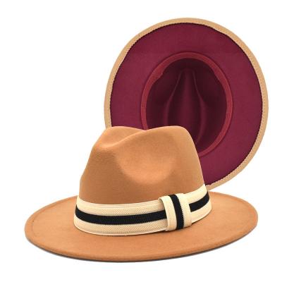 China Comfortable Fedora hats European and American flat-brimmed jazz wool Panama top hat fashion autumn and winter felt hat for sale