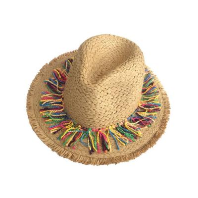 China Sunproof Summer Beach Hat Seaside Parasol Color Tassel Straw Hat Personalized Custom for sale