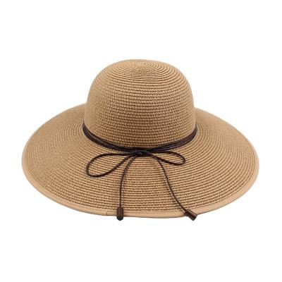 China Simple Summer Breathable Straw Hat Ladies Beach Hat Sun Protection Gutters Large Sun Hat for sale