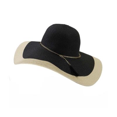 China Breathable Double Charm Sun Hat Beach Foldable Ladies Large Summer Straw Hats Gutters Hat for sale