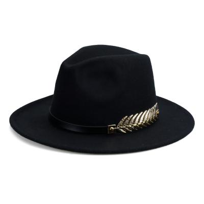 China Panama hat 7 cm flat brim hat autumn and winter felt hat suitable warm men and women universal for sale