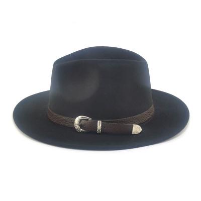 China New Jazz Hat Belt Buckle Proper Flat-Rimmed Men And Women Generic Cowboy Hat Accessories Custom Felt Hat for sale