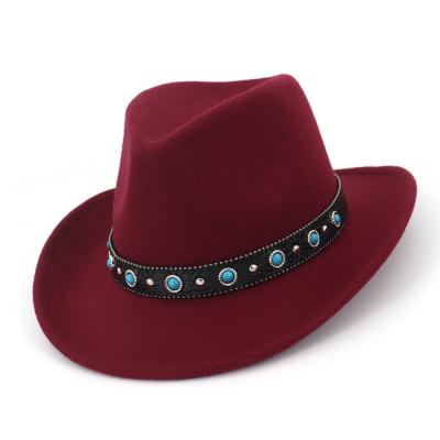 China Cowboy Hat Fall And Winter Suitable Brim Heaped Panama Jazz Hat Neutral Felt Hat for sale