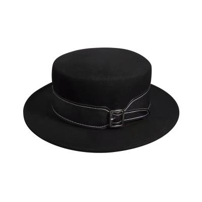 China Flat Brim Flat Brim Fashion Comfortable Felt Hat Bowler Flat Hat Women's Tweed Hat Custom for sale