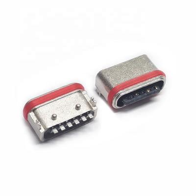 China Waterproof PCB Connector smt 6Pin Right Angle Usb C Receptacle ipx7 Waterproof Connector USB-c for sale