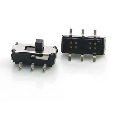 China 2 Position 6Pins SMT DPDT Type SMD Mini Slide Switch SS-04D for sale