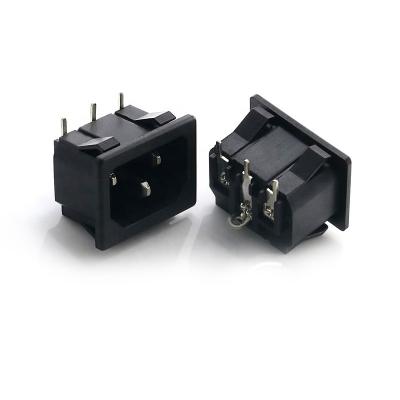 China 3 Pin PCB Panel Mount AC Power Socket Right Angle Connector Residential/General Purpose AC Outlet 90 Degree for sale