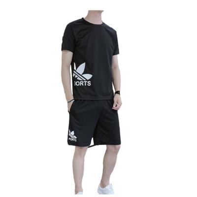 China Sets Printed Summer Mens Short Sleeve T-Shirt Casual Half Sleeve Running Sports Set Beach 5/4 Pants for sale