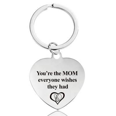 China Heart Letter Mom Sister Stainless Steel Key Chain Fashionable Wholesale Pendant Accessories Personalized Gift for sale