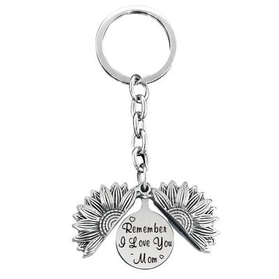 China Fashionable Sunflower Designer Letter Key Chain Stainless Steel Keychains Wholesale Pendant Ware Gift for sale