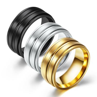 China CLASSIC Single Ring 8MM Stainless Steel Titanium Steel Double Frosted Ring For Men And Women Wholesale for sale