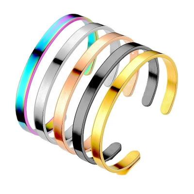 China FASHIONABLE stainless steel bangles 4/6/8MM C shape opened adjustable bangle wholesale bangles for women for sale