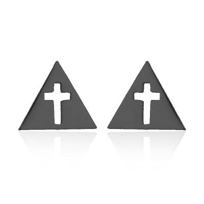 China FASHIONABLE personality geometric hollow triangle cross stainless steel earrings female temperament earrings for sale