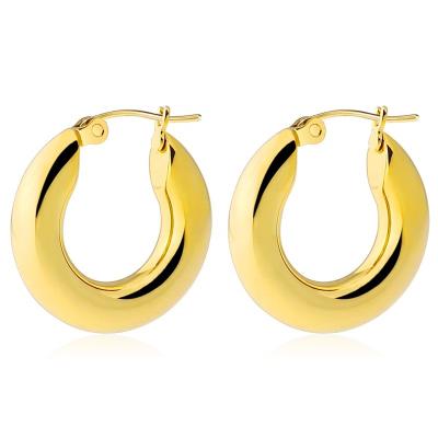 China Environmentally Friendly Customized Trendy Round 5mm Round Hoop Earrings Titanium Thick Wire Stainless Steel Hoop Earrings for sale