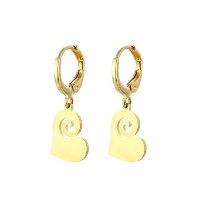 China TRENDY Korean Style Gold Filled Designer Jewelry 18k Heart Circle Hoop Earrings Stainless Steel Stud Earrings For Women for sale