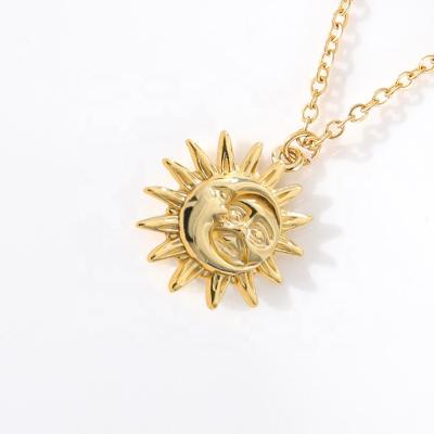 China Tasty Necklaces Charm TRENDY Vintage Vintage Sun And Moon Stainless Steel Necklace For Women Jewelry Gift for sale