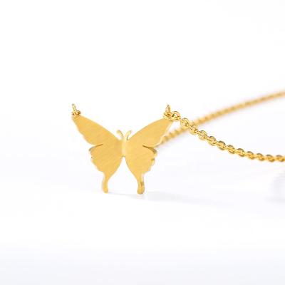 China TRENDY Simple 18K Gold Plated Stainless Steel Butterfly Clavicle Chain Necklaces For Women Gifts for sale