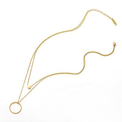 China TRENDY Simple 14K Gold Plated Chain Necklace Charms Stainless Steel Necklaces For Women Jewelry Set for sale