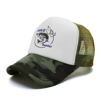 China Casual Fashion Mesh Trucker Hat Adjustable Hunt Camouflage Summer Cool Custom COMMON Pike Fish for sale