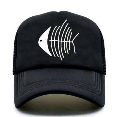 China New COMMON Women Men Funny Hip Hop Cat Lover Fish Bone Mesh Trucker Unisex Casual Adjustable Hat for sale