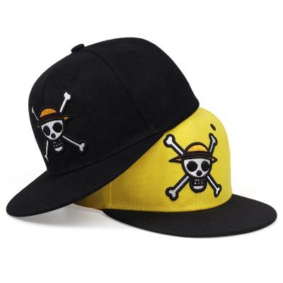 China Manufacturer Customized 3D Embroidery Skull Logo 6 Panel JOINT Snapback Hat for sale