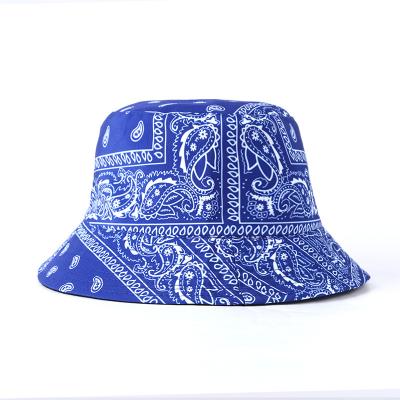 China Fashionable Adults Cashew Image Pattern Foldable Cotton Foldable Double Sided Wear Fisherman Hat for sale