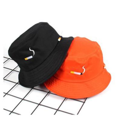 China Character Cigarette Embroidery New Trend Pure Cotton Trucker Bucket Hat Outdoor Leisure Travel for sale