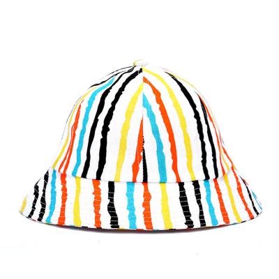 China Character 2021 Summer Casual Colorful Stripes Beach Outdoor Hip Hop Travel Vacation Bucket Hat for sale