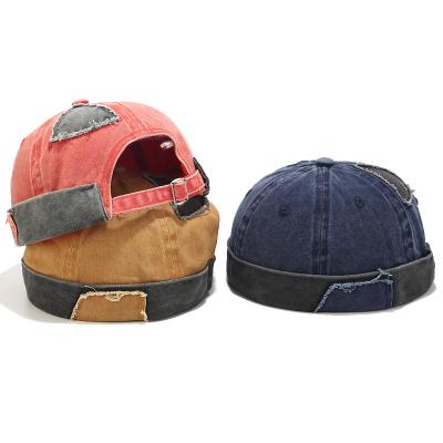 China Fashion JOINT New Vintage Washed Cotton Hip Hop Retro Men's Breathable Adjustable Brimless Baseball Cap for sale