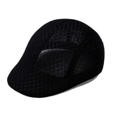 China Casual Outdoor Travel Canvas Mesh Berets Cap Fashion Style Sun Visor Unisex Breathable Polyester Striped Hat for sale