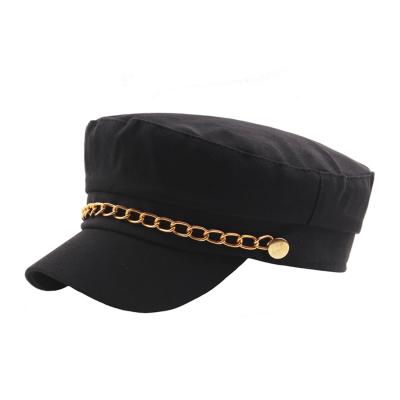 China Fashion Army Hat Fashion Image Women Adults Military Navy Berets Funky Casual High Quality Iron Punk Chain for sale