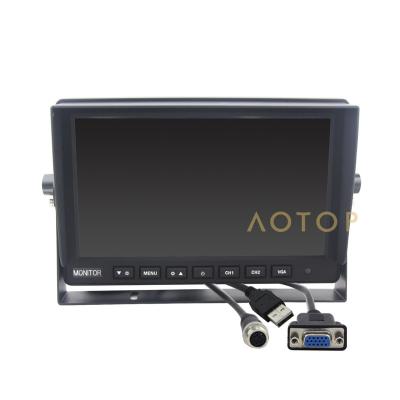 China AOTOP Car VGA Monitor Widescreen 10.1 Inch 1024x600 High Resolution LCD Rearview Mirror Display with VGA and USB2.0 Charger Port CM-1010MVGA for sale