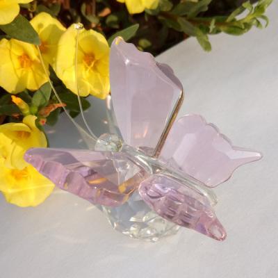 China Multi Color Crystal Butterfly Figurine Wedding India Home Decoration Baccarat Butterfly Souvenir Glass Gift for sale