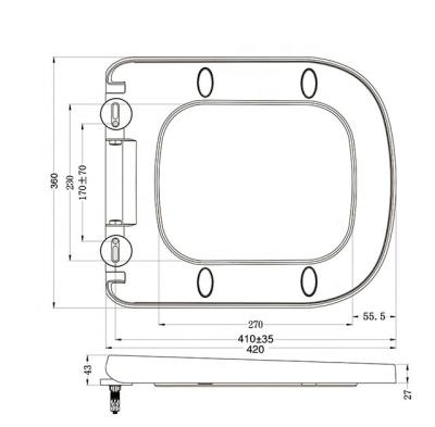 China Wholesale China Design High Quality Toilet Seats Slow-End Shape Urea Single Square Soft Narrow Wc Toilet Seat Cover for sale