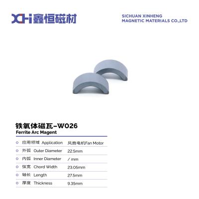 Chine Magnéte permanent ferrite à haute température ferrite sintré aimants à arc pour les moteurs de démarrage de ventilateur W026 à vendre