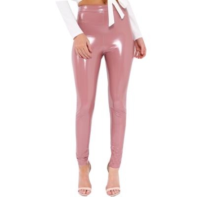 China Antibacterial Antibacterial Women s Fashion PU Leather Pants High Waisted Faux PU Skinny Stretch Pants for sale