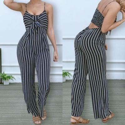 China Women's Chiffon Romper Overalls Party Clubwear Playsuit Women's QUICK DRY QUICK DRY Condole Wide-Legged Belt Bar Pants Long for sale