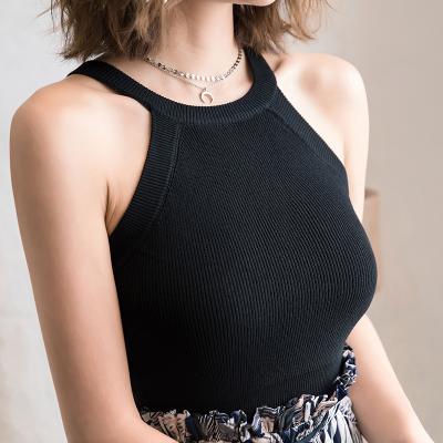 China Women's Sleeveless Crop Tops QUICK DRY QUICK DRY Off Shoulder Knitted Casual Tank Tops Halter Stretch Crop Tank Tops For Women for sale