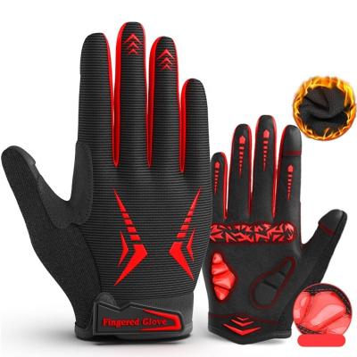 China Winter Cycling Gloves Long Finger Fleece Touch Screen Mittens Winter Thermal Unisex Road Cycling Gloves For Women Men for sale