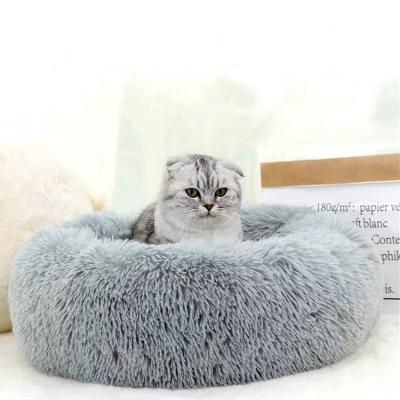 China Custom Made Comfortable Donut Plush Beds Cat Bed No Slip Colorful Plush Waterproof Breathable Hot Selling Waterproof Luxury Dog Bed for sale