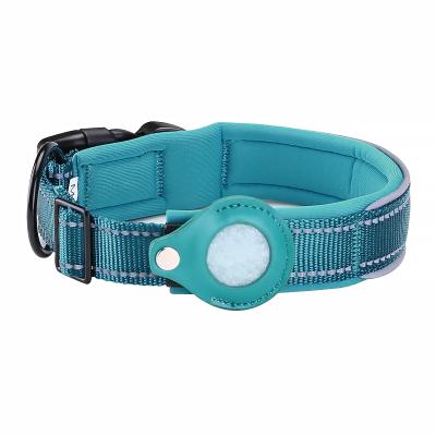 China New Design Reflective Polyester Dog Pet Collar Free Sample Outdoor Dog Collars Pet For Apple Airtag for sale