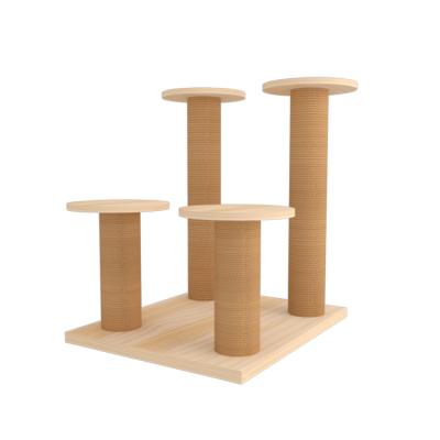 China Moderate Climbing Pet Toy Tree Wood Design Suitable Cat Tree With Interesting Sisal Wooden Scratch Tree for sale