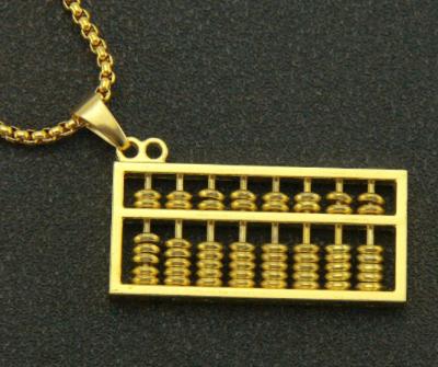 China Popular Type Accessories Abacus 3D Three-Dimensional Golden Lattice Pendant Lattice Tool Chain Necklace CLASSIC for sale