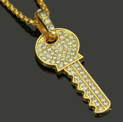 China European and American hip-hop CLASSIC Diamond Key Pendant Necklace popular for sale