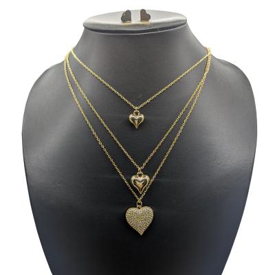 China CLASSIC Shining Love Shape Lady Girls Jewelry Sets 14k Gold HQ Jewelry Sets Necklace And Earrings For Gift for sale