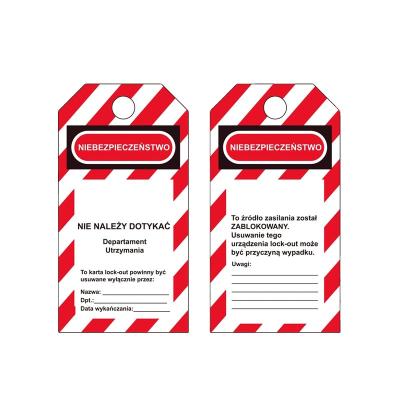 China Offer Warnings& Instructions Preventing Unexpected Machine Start Ups High Quality Industrial PVC Scaffolding Hazard Warning Warning Identification Plastic Safety Tag Lockout Tagout for sale