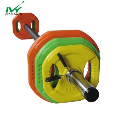 China Durable Gym Aerobic Rubber Pump Weights PU Adjustable Barbell 20kg Barbell Set for sale