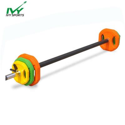 China Durable Multifunctional Home Aerobic Color Fitness Training Gym Rubber Barbell 20kg Set for sale