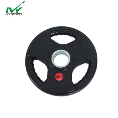 China Lightweight WP Weightlifting Barbell Bumper Rubber Weight Plate Black With Grips for sale